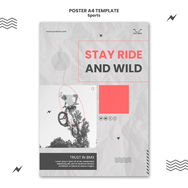 Free PSD flat design sport poster template