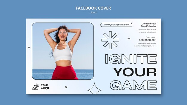 無料PSD フラットなデザインのスポーツ トレーニングの facebook カバー