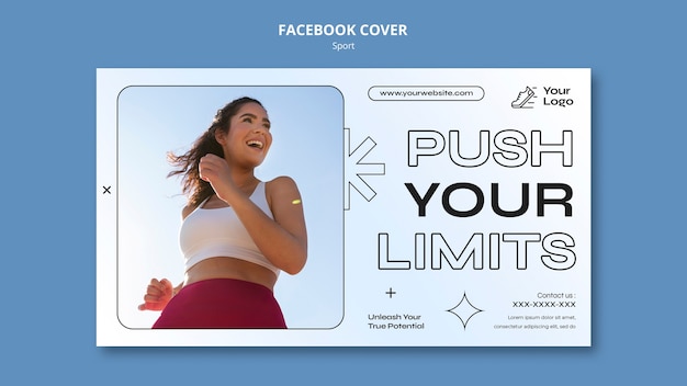 Free PSD flat design sport training facebook cover