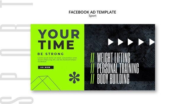 Free PSD flat design sport training facebook template