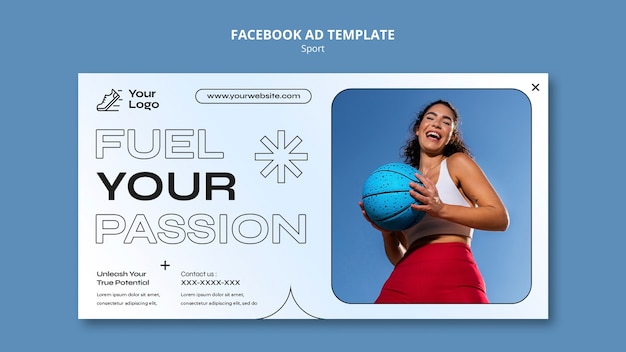 Free PSD flat design sport training facebook template