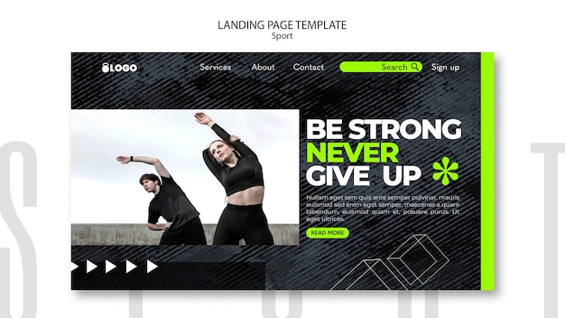 Free PSD flat design sport training landing page