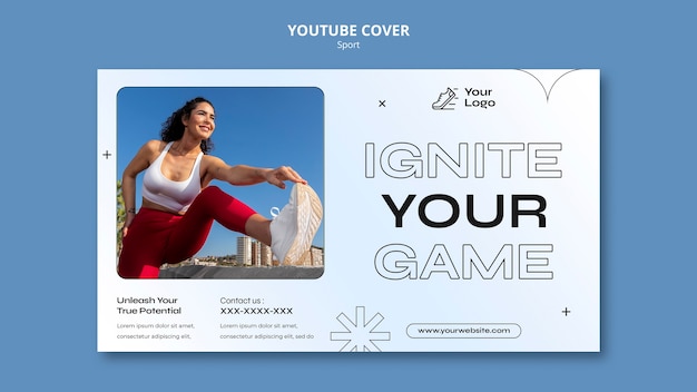 Free PSD flat design sport training youtube cover