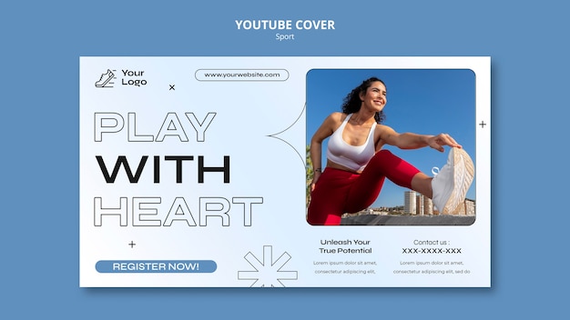 Free PSD flat design sport training youtube cover