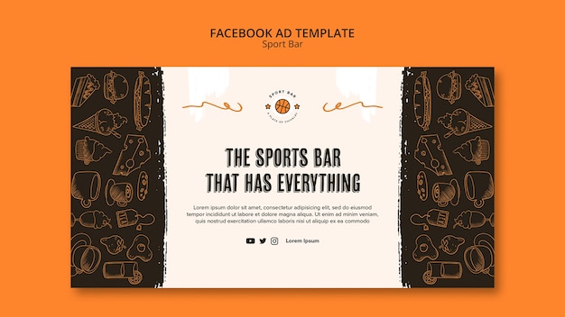 Free PSD flat design sports bar template