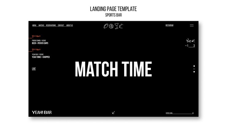Free PSD flat design sports bar template