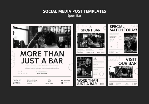 Free PSD flat design sports bar template