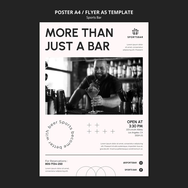 Flat design sports bar template