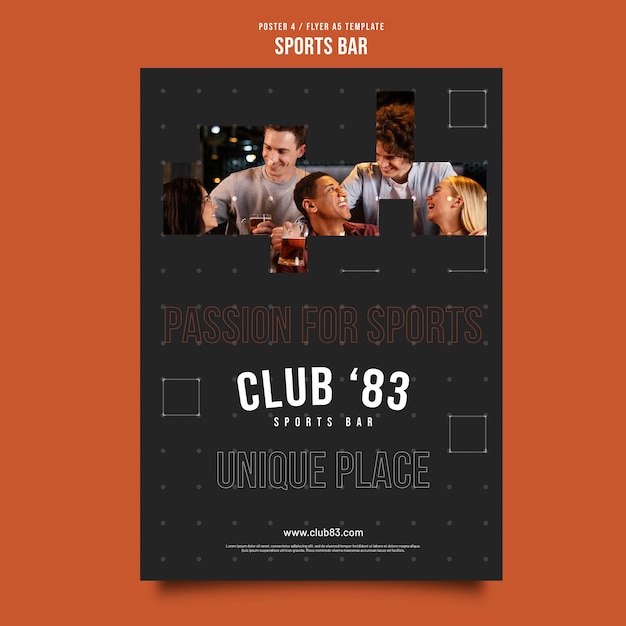 Free PSD flat design sports bar template