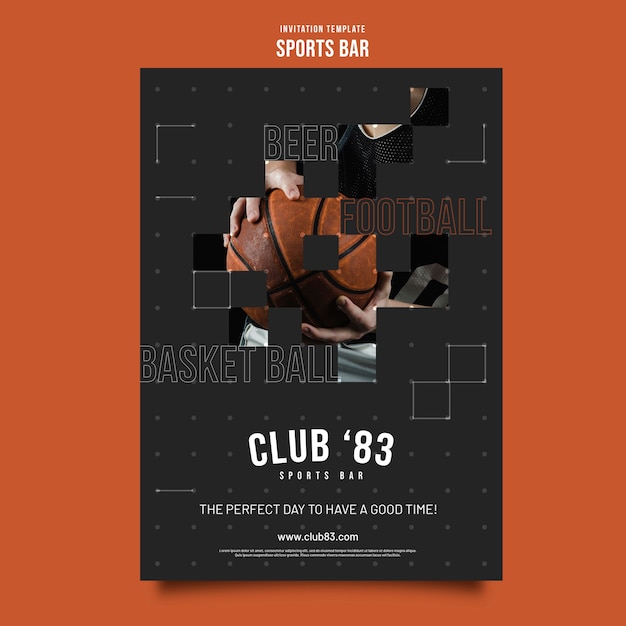 Free PSD flat design sports bar template
