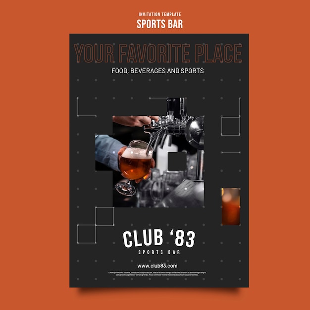 Free PSD flat design sports bar template