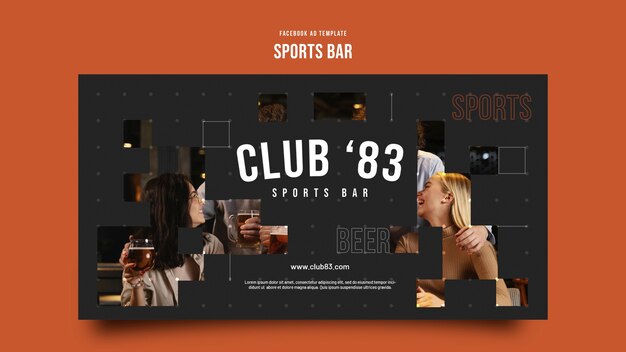 無料PSD フラットデザインのスポーツバーテンプレート