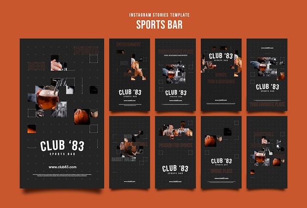 Free PSD flat design sports bar template