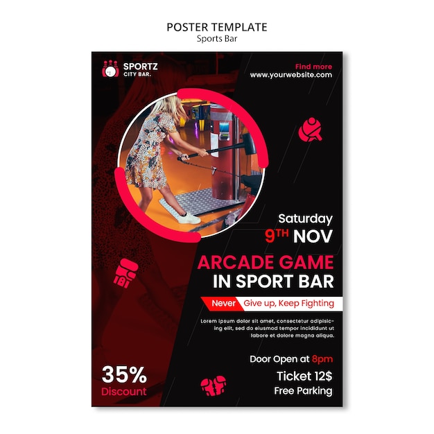 Free PSD flat design sports bar template