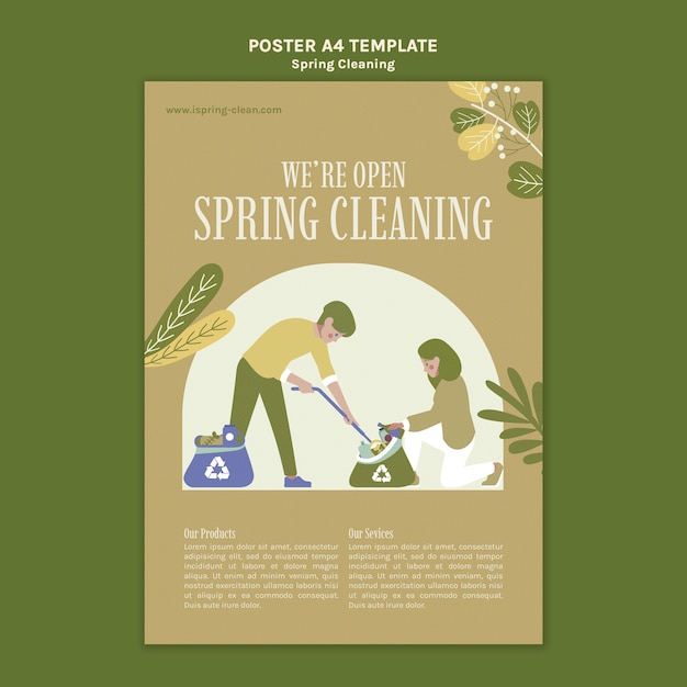 Flat design of spring cleaning template