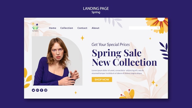 Free PSD flat design spring fashion template