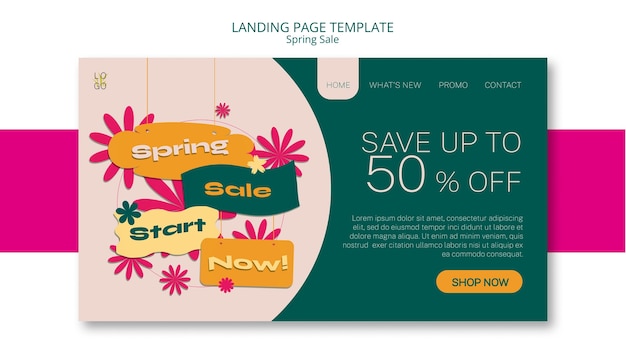 Modello di landing page di vendita primavera design piatto