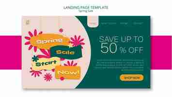 Free PSD flat design spring sale landing page template