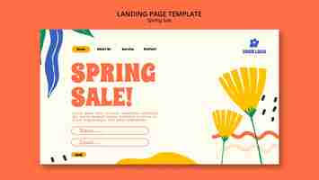 Free PSD flat design spring sale landing page