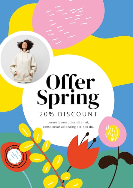 Flat design spring sale poster template