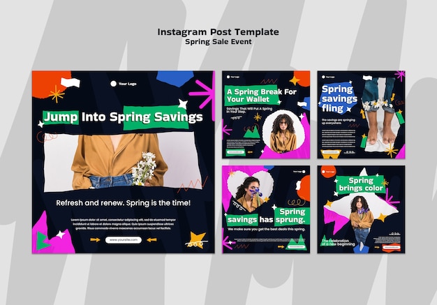 Free PSD flat design spring sale template design