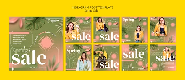 Free PSD flat design spring sale template