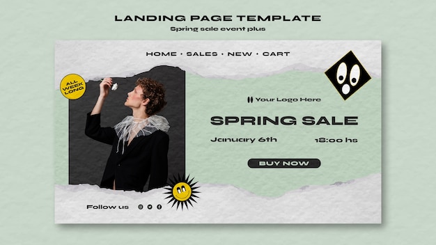 Free PSD flat design spring sale template