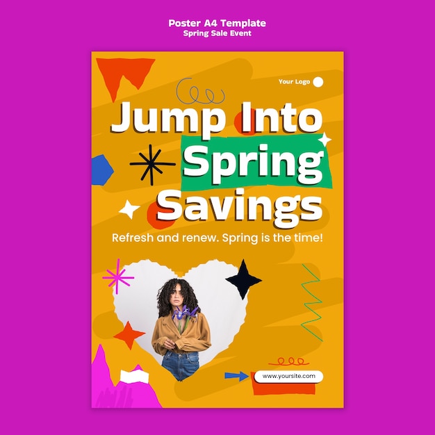 Free PSD flat design spring sale template