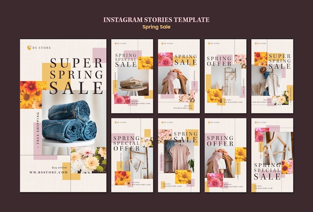 Free PSD flat design spring sale template