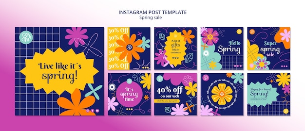 Free PSD flat design spring sale template