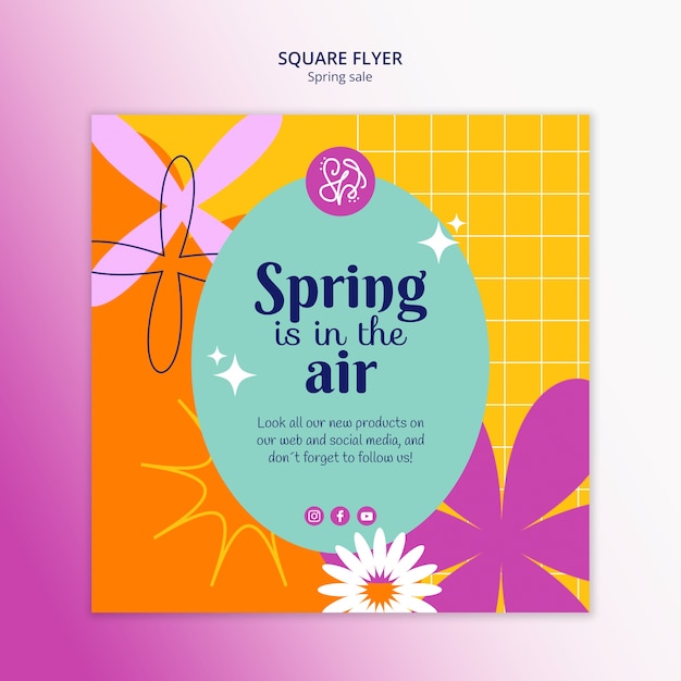 Free PSD flat design spring sale template