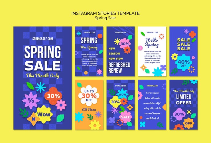 Free PSD flat design spring sale template