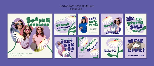 Free PSD flat design spring sale template