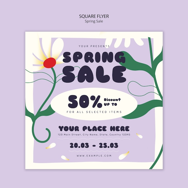 Free PSD flat design spring sale template