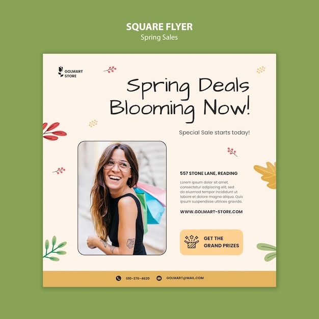 Free PSD flat design spring sale template