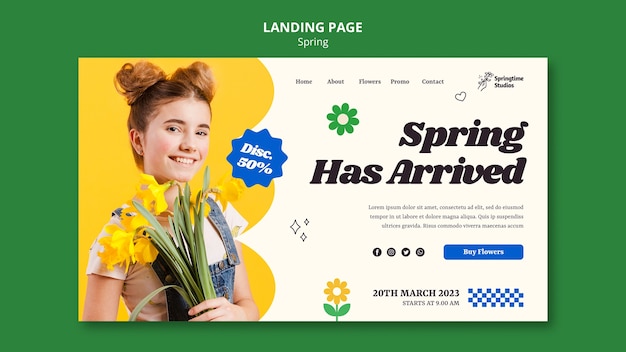 Free PSD flat design spring sale template