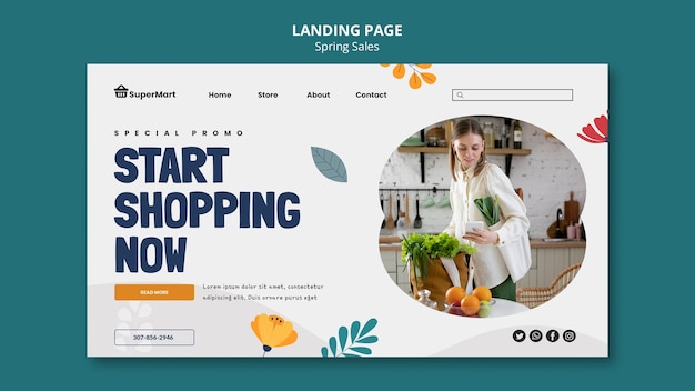 PSD gratuito modello di vendita primavera design piatto