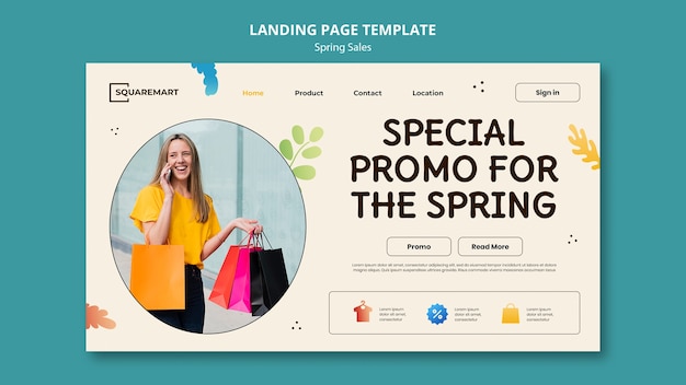 Free PSD flat design spring sale template