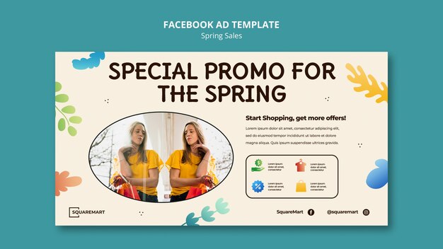 Flat design spring sale template