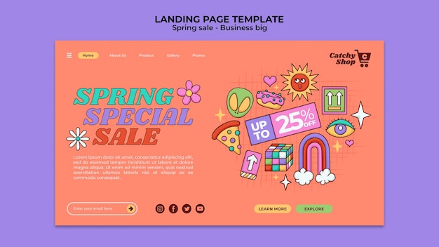 PSD gratuito modello di vendita primavera design piatto