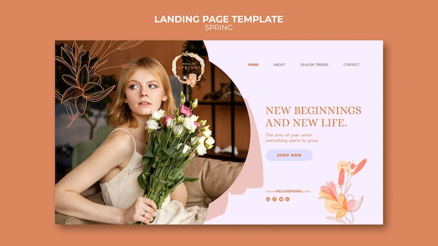 Free PSD flat design spring template