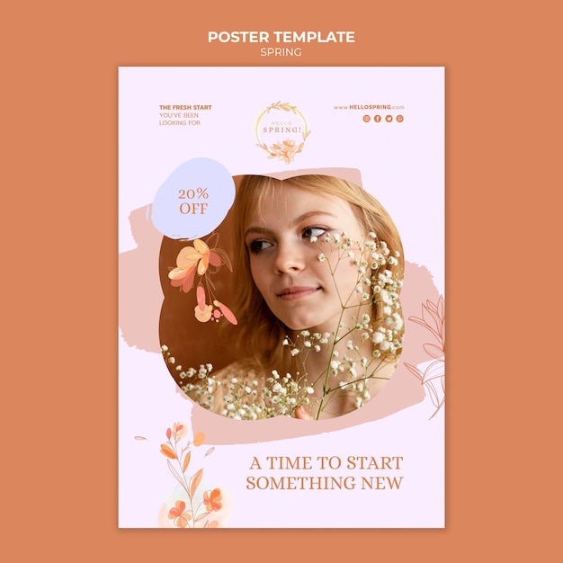 Flat Design Spring Template – Free PSD Download