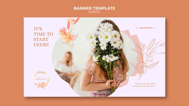 Free PSD flat design spring template