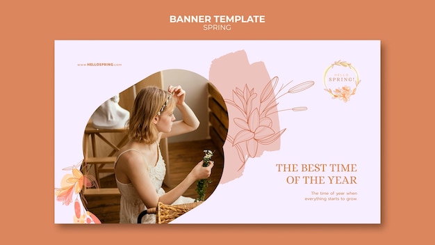 Free PSD flat design spring template