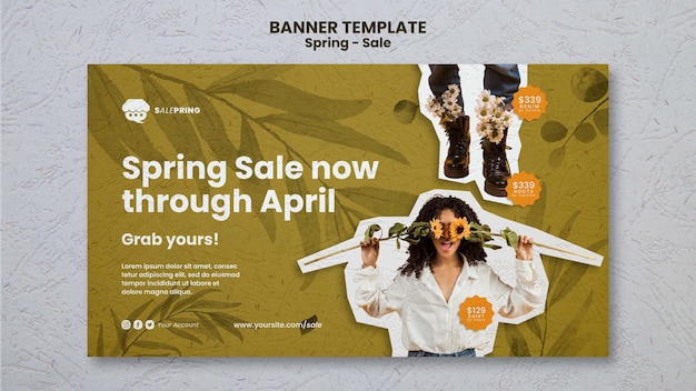 Free PSD flat design spring template