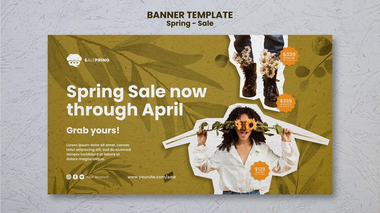 Free PSD flat design spring template