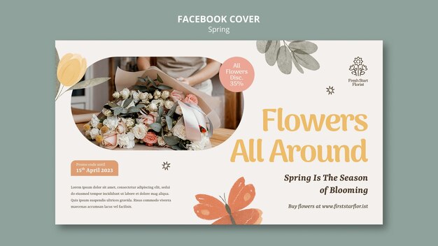 Free PSD flat design spring template