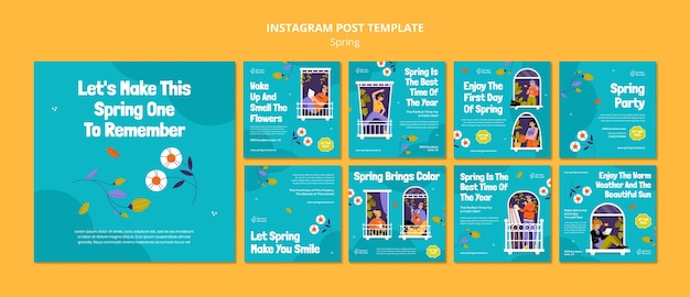 Free PSD flat design spring template