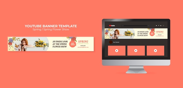 Free PSD flat design spring template