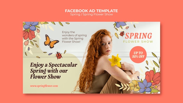 Free PSD flat design spring template